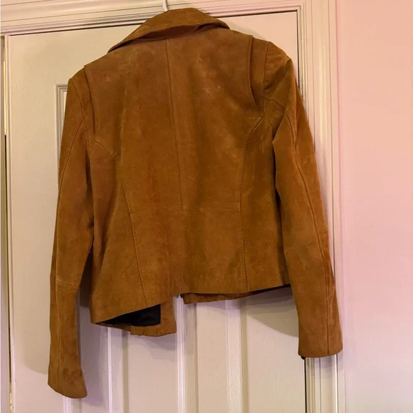BAGATELLE NYC Camel Tan Genuine Suede Leather Motorcycle Jacket - size small - Picture 12 of 16